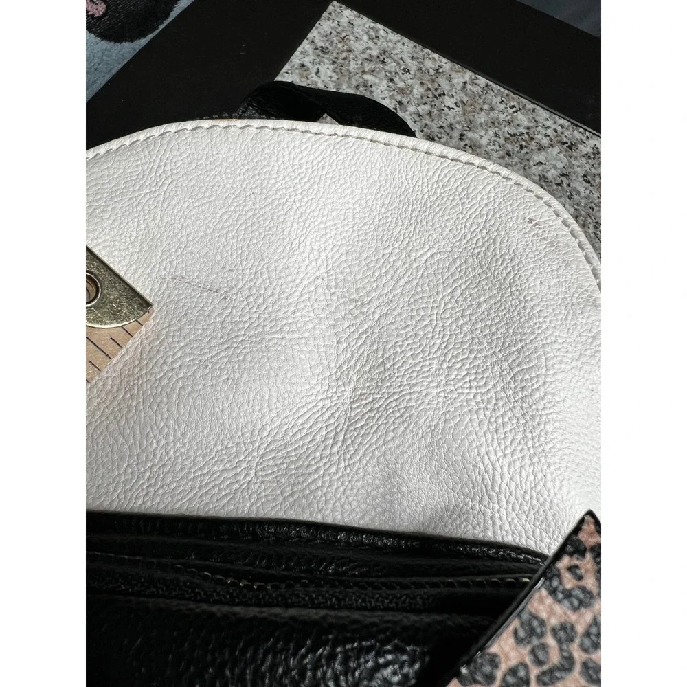 Betsey Johnson Cat Face Mini‎ Backpack Black White Leopard Print Crossbody Bag